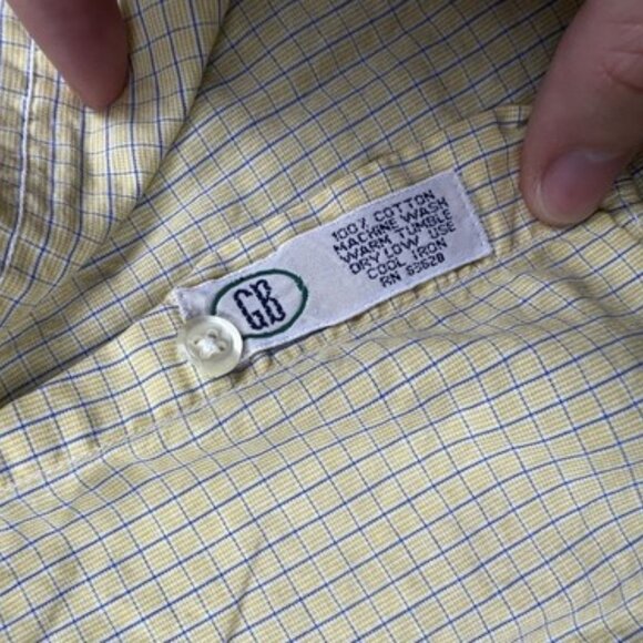 Gitman Bros For Schupp & Snyder Men's 15.5 34 Long Sleeve Yellow Check Button Up - Picture 7 of 8